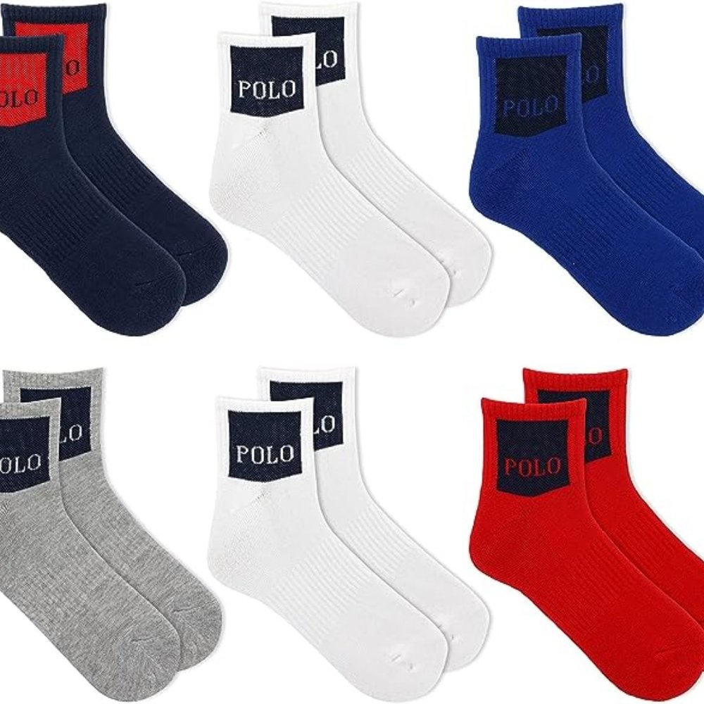 Polo Ralph Lauren Men's Athletic 6 Pack Quarter Sock